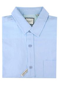 Koszula Weekendowa z Lnem, Krótki Rękaw - Brave Soul - Błękitna. Okazja: na co dzień. Kolor: niebieski. Materiał: bawełna, len. Długość rękawa: krótki rękaw. Długość: krótkie. Styl: casual #7