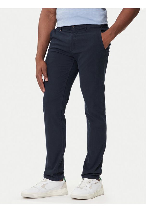 BOSS Chinosy 50548006 Granatowy Slim Fit. Kolor: niebieski. Materiał: bawełna