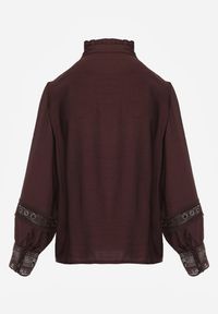 Renee - Brązowa Koszula ze Stójką i Koronką Phaeninca. Okazja: na co dzień. Typ kołnierza: kołnierzyk stójkowy. Kolor: brązowy. Materiał: koronka. Wzór: koronka. Styl: casual, elegancki #4