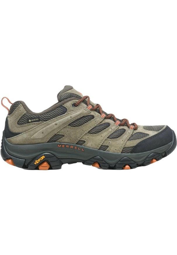Buty turystyczne męskie Merrell Moab 3 GTX. Kolor: zielony. Materiał: skóra. Szerokość cholewki: normalna. Technologia: Gore-Tex. Sport: turystyka piesza