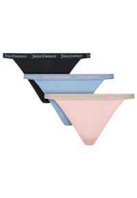 Juicy Couture Komplet 3 par stringów JCTTH125982 Kolorowy. Materiał: syntetyk. Wzór: kolorowy