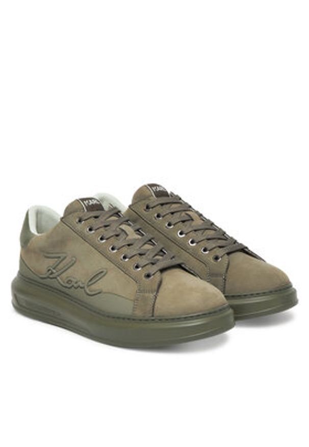 Karl Lagerfeld - KARL LAGERFELD Sneakersy Kapri KL52542F Khaki. Kolor: brązowy. Materiał: skóra, nubuk