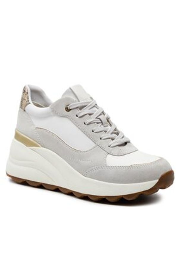 Geox Sneakersy D Spherica Ec13 D45WAA 022FU C1209 Biały. Kolor: biały. Materiał: skóra