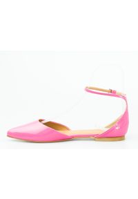 Inna - Baleriny sandały skórzane lakierowane różowe Victoria Gotti. Kolor: różowy. Materiał: lakier, skóra. Styl: elegancki #4