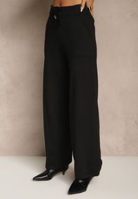 Renee - Jasnobeżowy Komplet z Dzianiny Spodnie Wide Leg i Retro Kardigan Giosila. Kolekcja: plus size. Kolor: beżowy. Materiał: dzianina #4