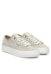 Calvin Klein Jeans Sneakersy Vulc Flatf Jacquard Aop YW0YW01965 Beżowy. Kolor: beżowy. Materiał: materiał