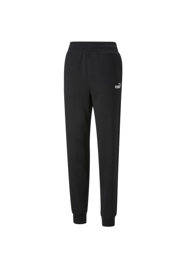 Puma - Spodnie damskie Pum ESS+ Embroidery High-Waist Pants FL. Stan: podwyższony. Kolor: czarny. Sport: fitness