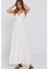 TwinSet - Twinset - Sukienka. Kolor: biały. Materiał: tkanina, koronka. Wzór: gładki. Typ sukienki: rozkloszowane #4