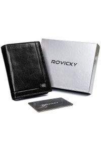 ROVICKY - Portfel męski Rovicky 12831-BAR czarny. Kolor: czarny. Materiał: skóra