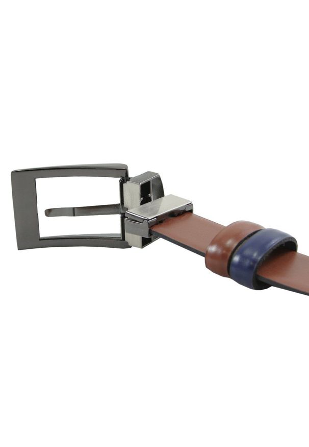 Victorio - Pasek Dwustronny do Spodni Granatowo-Brązowy 100 cm, Elegancki, Męski, Skórzany -VICTORIO. Kolor: niebieski, wielokolorowy, brązowy. Materiał: skóra. Styl: elegancki