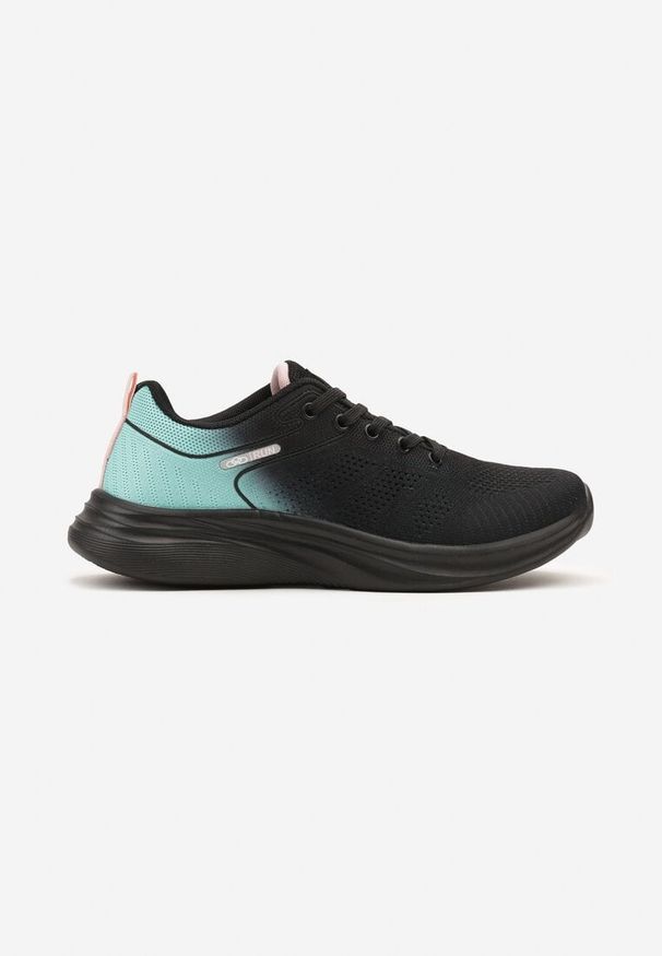 Born2be - Czarno-Miętowe Buty Sportowe na Piankowej Podeszwie Zdobione Efektem Ombre Elanelis. Okazja: na co dzień. Nosek buta: okrągły. Kolor: czarny. Materiał: materiał, jeans. Wzór: aplikacja. Sezon: lato, wiosna