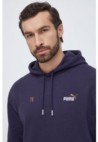 Puma bluza bawełniana męska kolor granatowy z kapturem z nadrukiem. Typ kołnierza: kaptur. Kolor: niebieski. Materiał: bawełna. Wzór: nadruk #2