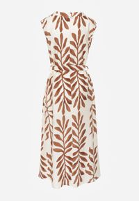 Born2be - Beżowa Pudełkowa Sukienka Wiskozowa Bez Rękawów z Wiązanym Paskiem Fontalin. Okazja: na co dzień, do pracy. Kolor: beżowy. Materiał: wiskoza. Długość rękawa: bez rękawów. Styl: boho, casual, elegancki #8