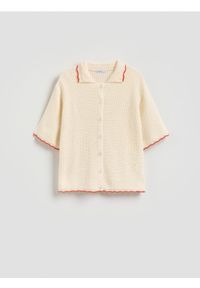 Reserved - Sweter z krótkim rękawem - wielobarwny. Materiał: bawełna, dzianina. Długość rękawa: krótki rękaw. Długość: krótkie #1