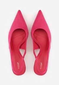 Renee - Fuksjowe Czółenka Slingback VICES na Kaczuszce Anatera. Okazja: na co dzień. Zapięcie: bez zapięcia. Kolor: różowy. Materiał: zamsz, jeans. Obcas: na szpilce. Styl: casual, elegancki. Wysokość obcasa: średni #4