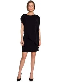 MOE - Krótka Dwuwarstwowa Sukienka - Czarna. Kolor: czarny. Materiał: poliester, elastan. Długość: mini #1