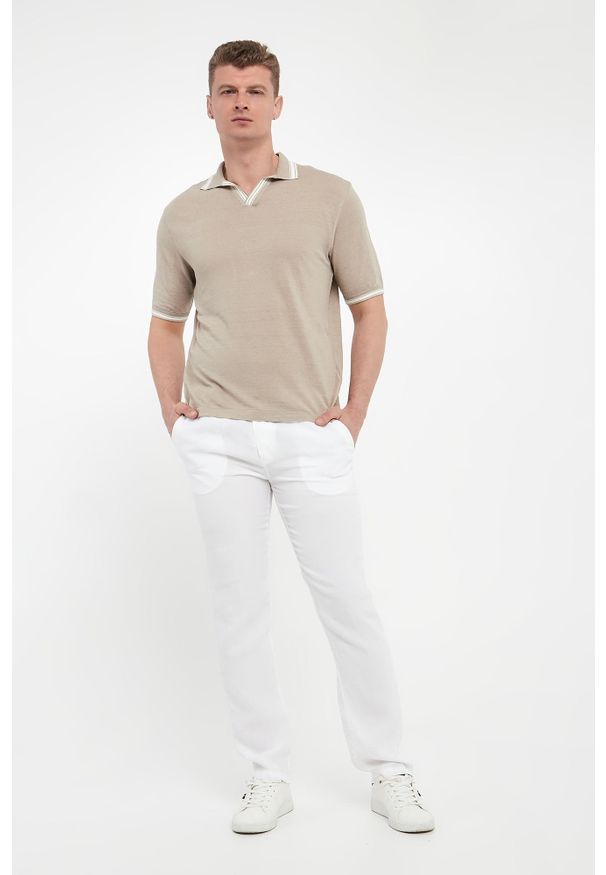 PAUL & SHARK - Spodnie męskie lniane PAUL&SHARK. Materiał: len