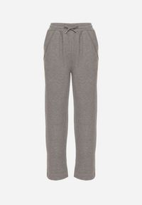 Born2be - Jasnoszare Spodnie z Wysokim Stanem Ozdobione Sznurkami Akleria. Okazja: na spacer. Stan: podwyższony. Kolor: szary. Materiał: jeans. Wzór: aplikacja #5