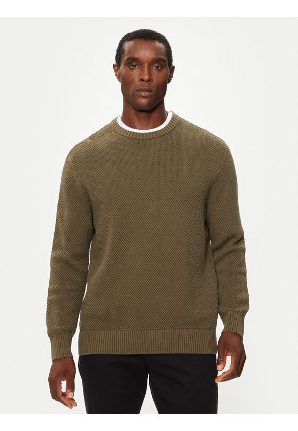 Selected Homme Sweter 16094552 Zielony Relaxed Fit. Kolor: zielony. Materiał: bawełna