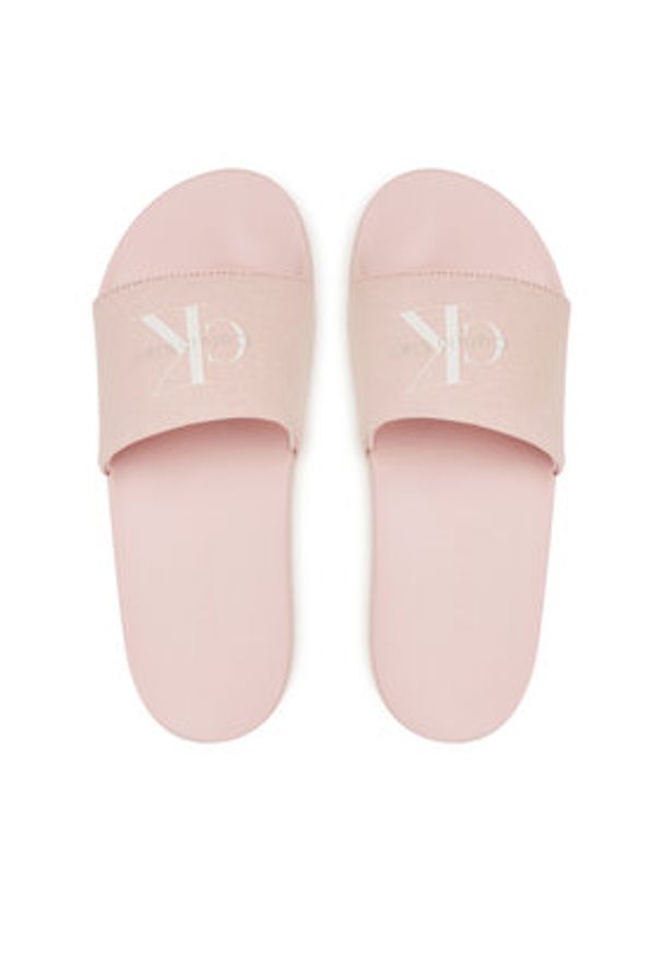 Calvin Klein Jeans Klapki Slide Monogram Wn Logo Ck YW0YW01967 Różowy. Kolor: różowy. Materiał: materiał