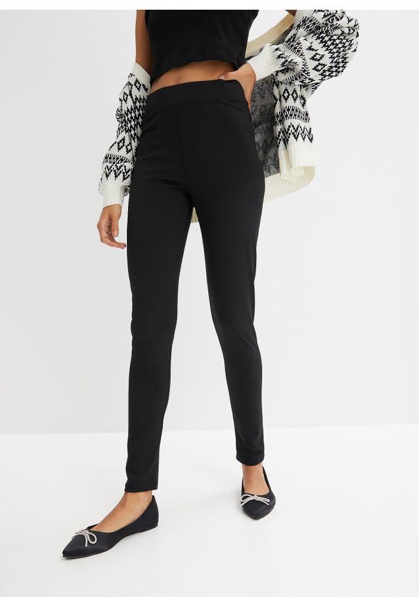 bonprix - Legginsy termiczne high waist, z szerokim, wygodnym paskiem. Stan: podwyższony. Kolor: czarny