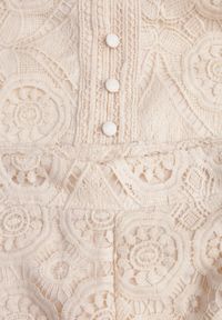 Born2be - Jasnobeżowy 2-Częściowy Komplet Koronkowy Juliet. Kolor: beżowy. Materiał: koronka. Wzór: ażurowy, jednolity, koronka #6