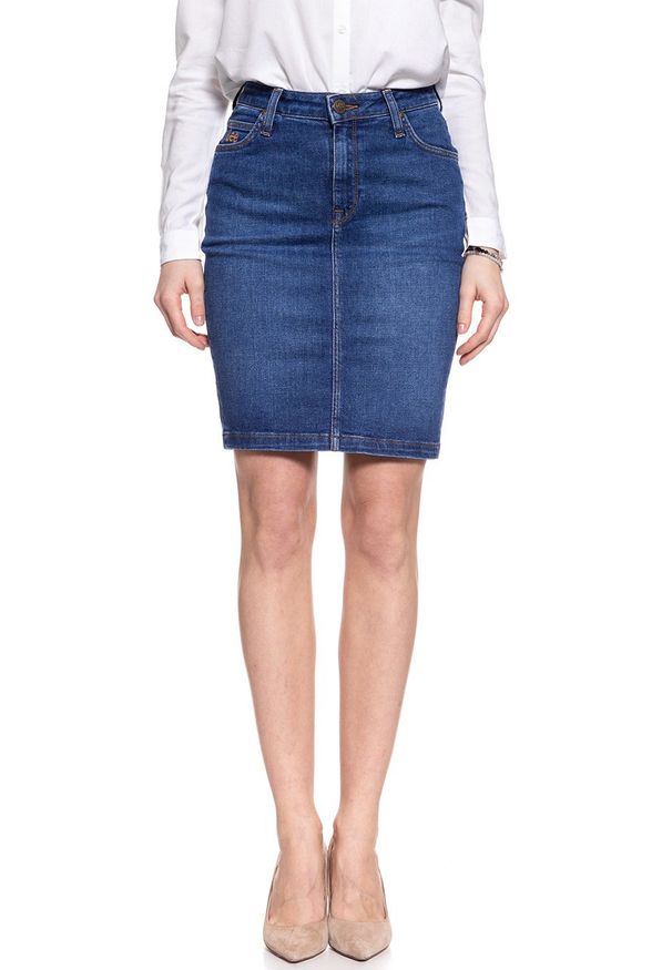 Lee - SPÓDNICA JEANSOWA LEE HIGH WAIST SKIRT TRUE BLUE L38QROPB 112108313. Stan: podwyższony. Materiał: jeans