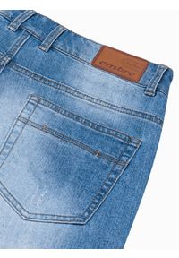 Ombre Clothing - Krótkie spodenki męskie jeansowe W306 - niebieskie - XXL. Kolor: niebieski. Materiał: jeans. Długość: krótkie. Wzór: aplikacja. Styl: klasyczny #4