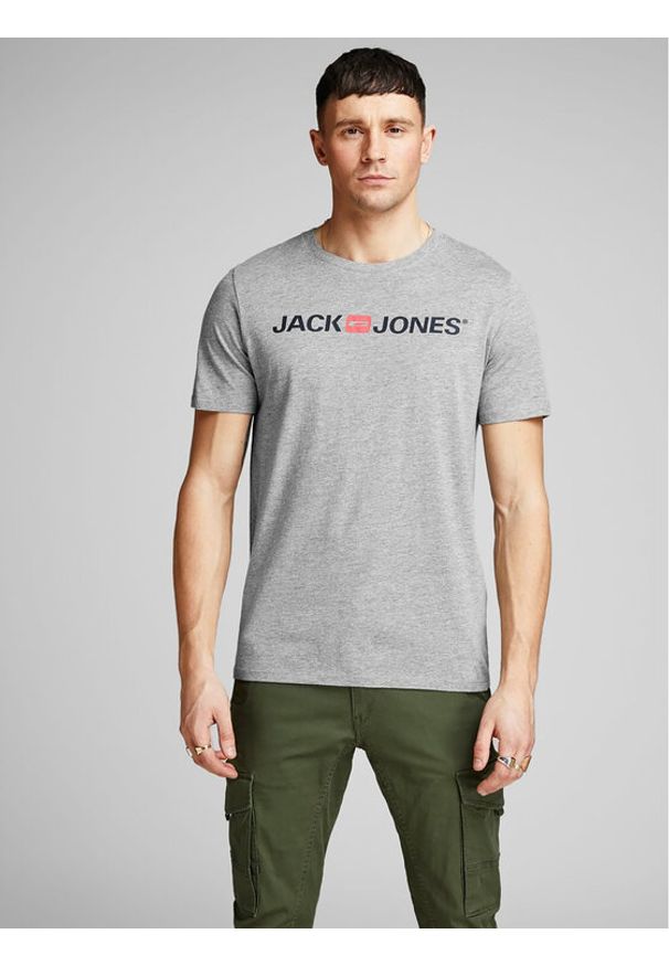 Jack & Jones - Jack&Jones T-Shirt Corp Logo 12137126 Szary Slim Fit. Kolor: szary. Materiał: bawełna