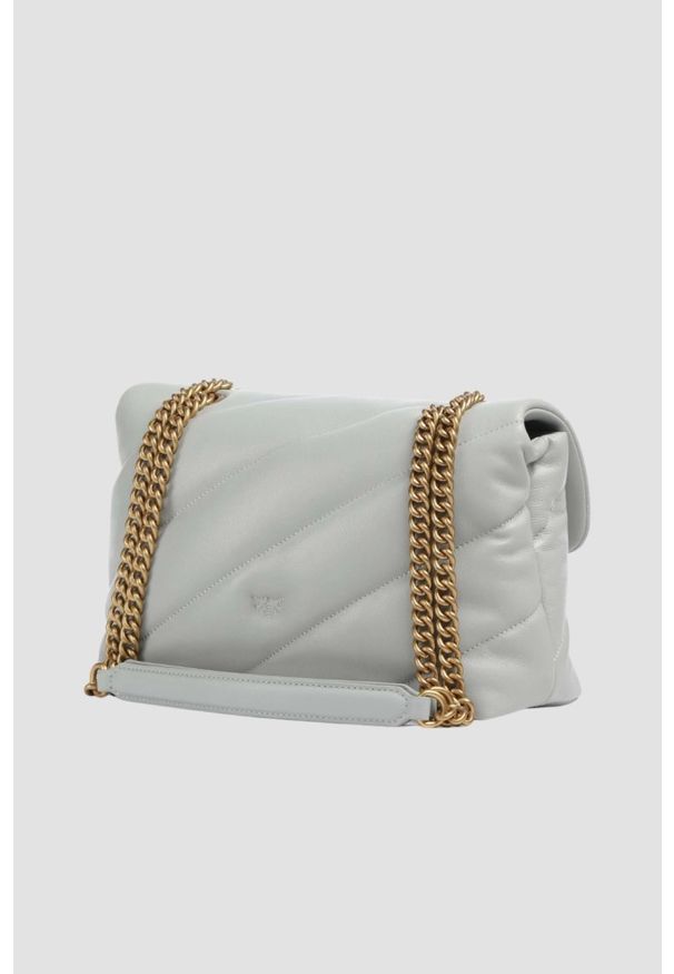 Pinko - PINKO Szara listonoszka damska Love Puff Classic. Kolor: szary. Materiał: pikowane. Styl: elegancki