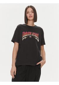 Tommy Jeans T-Shirt Rock DW0DW17370 Czarny Relaxed Fit. Kolor: czarny. Materiał: bawełna. Styl: rockowy