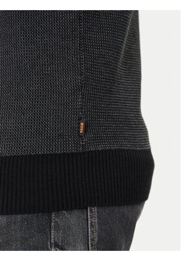 BOSS Sweter Klapok 50548673 Czarny Regular Fit. Kolor: czarny. Materiał: bawełna