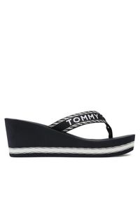 TOMMY HILFIGER - Tommy Hilfiger Japonki Webbing H Wedge Sandal FW0FW07149 Granatowy. Kolor: niebieski. Materiał: materiał