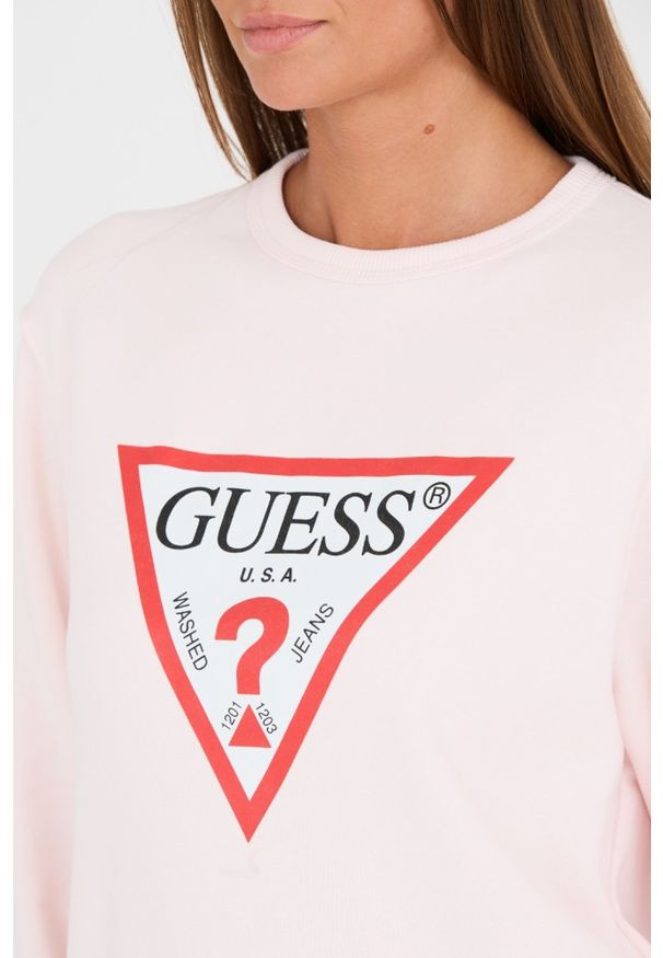Guess - GUESS Różowa bluza Original Fleece. Kolor: różowy