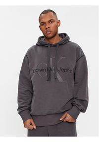 Calvin Klein Jeans Bluza Wash Monologo Hoodie J30J324623 Czarny Regular Fit. Kolor: czarny. Materiał: bawełna