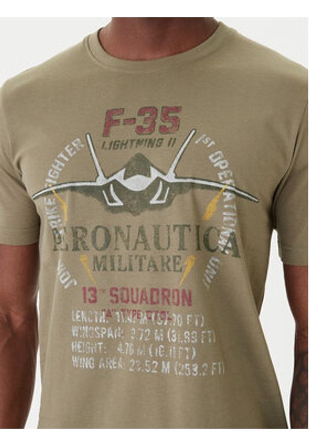 Aeronautica Militare T-Shirt 261TS2536UJ00641 Zielony Regular Fit. Kolor: zielony. Materiał: bawełna