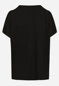 Born2be - Czarny Bawełniany T-shirt z Krótkim Rękawem oraz Nadrukiem i Cyrkoniami Ridsa. Kolor: czarny. Materiał: bawełna. Długość rękawa: krótki rękaw. Długość: krótkie. Wzór: nadruk #4
