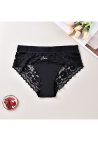 Intica - Figi z koronkowym pasem na co dzień i okazje Trautlind. Kolor: czarny. Materiał: koronka. Wzór: koronka