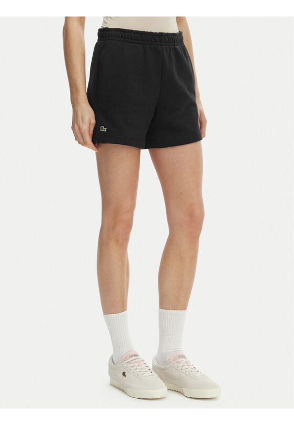 Lacoste Szorty sportowe GF5341 Czarny Regular Fit. Kolor: czarny. Materiał: bawełna