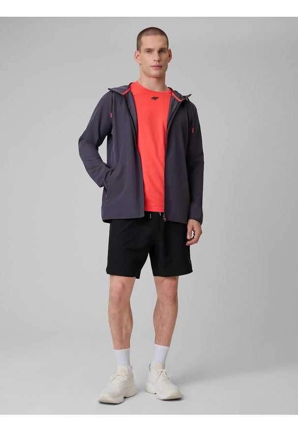 4f - 4F Bluza treningowa regular z kapturem męska - szara XL. Okazja: na co dzień. Typ kołnierza: kaptur. Kolor: szary. Materiał: skóra, materiał. Długość rękawa: raglanowy rękaw. Styl: casual, sportowy