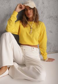 Renee - Żółta Bluza z Bawełną ze Ściągaczami przy Rękawach i w Pasie Alberia. Kolor: żółty. Materiał: bawełna #1