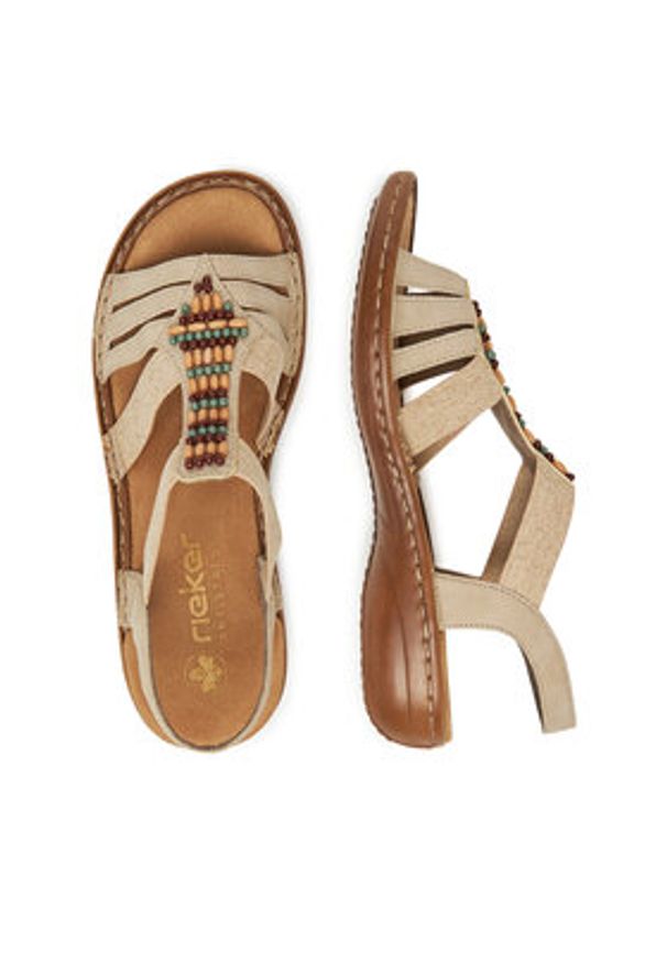 Rieker Sandały 60851-62 Beżowy. Kolor: beżowy. Materiał: materiał