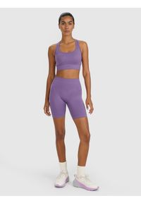 4f - 4F Legginsy kolarki treningowe bezszwowe damskie - fioletowe XS/S. Stan: podwyższony. Kolor: różowy. Materiał: dzianina, włókno, syntetyk, materiał, elastan. Wzór: gładki, ze splotem. Sport: fitness