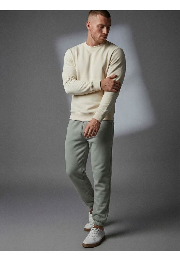 Sinsay - Spodnie dresowe jogger - zielony. Kolor: zielony. Materiał: dresówka