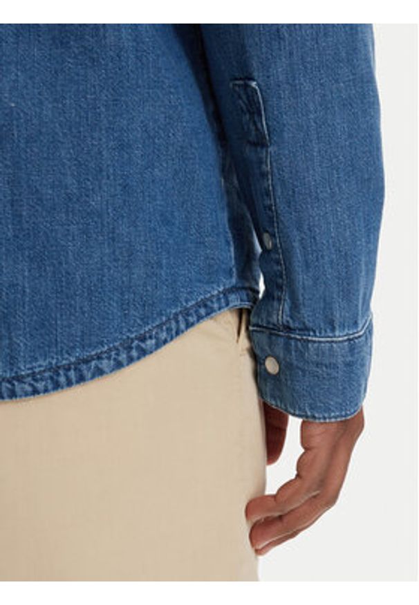 Karl Lagerfeld - KARL LAGERFELD Koszula jeansowa 605903 562876 Niebieski Regular Fit. Typ kołnierza: dekolt w karo. Kolor: niebieski. Materiał: bawełna, jeans
