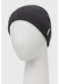 TIGER OF SWEDEN - Tiger Of Sweden czapka wełniana kolor szary z cienkiej dzianiny wełniana. Kolor: szary. Materiał: wełna, dzianina #2