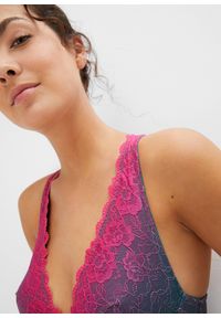 bonprix - Biustonosz bustier z delikatną koronką w cieniowanych kolorach. Kolor: niebieski. Materiał: koronka. Wzór: koronka #2