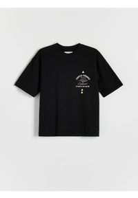 Reserved - T-shirt z lnem - czarny. Kolor: czarny. Materiał: len #1