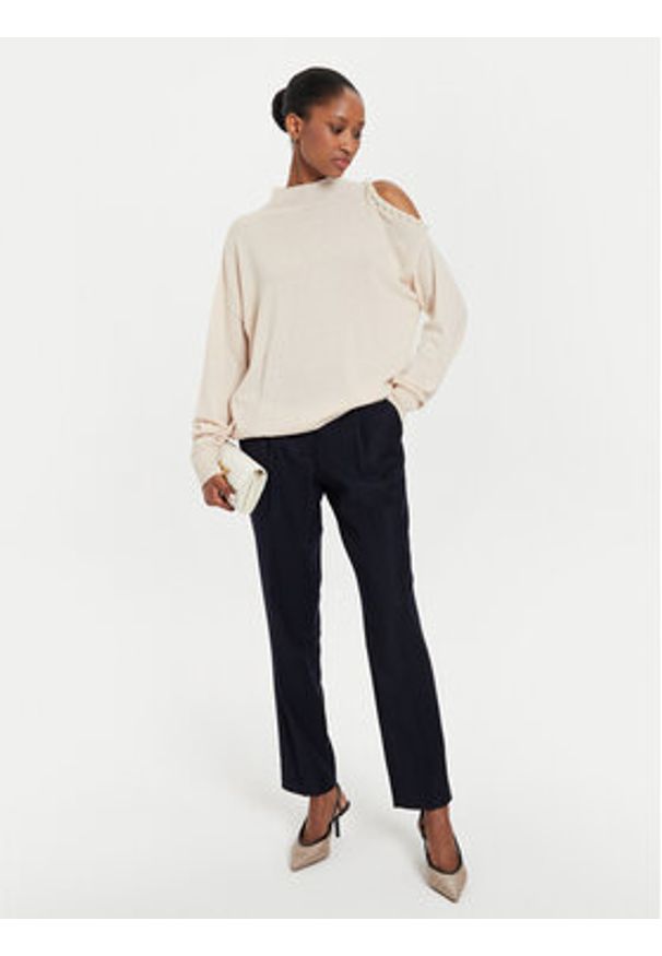 Kontatto Golf 3M0179 Écru Regular Fit. Typ kołnierza: golf. Kolor: kremowy. Materiał: syntetyk