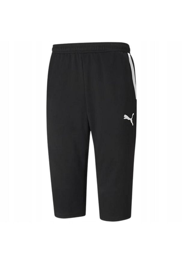 Puma - Męskie Treningowe Spodnie Do Biegania TeamLIGA O Długości 3/4. Kolor: czarny. Materiał: dresówka